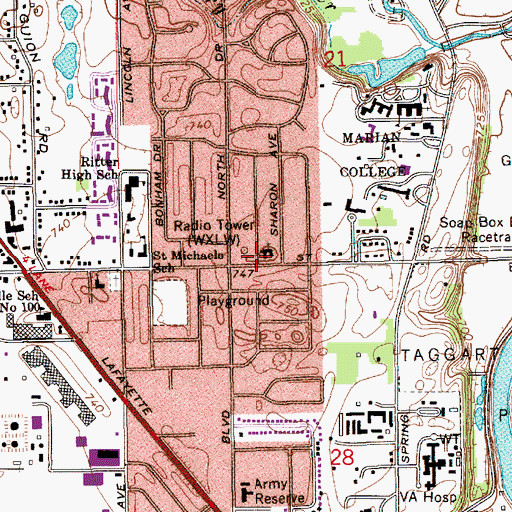 Topographic Map of Seventh and Eighth United Christian Church, IN