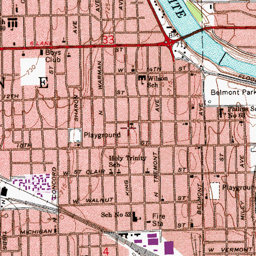 Topographic Map of New Light Baptist Church, IN