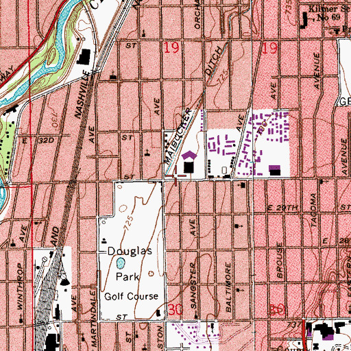 Topographic Map of Saint Luke Baptist Church, IN