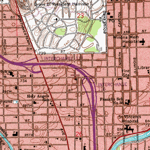 Topographic Map of North Side New Era Baptist Church, IN