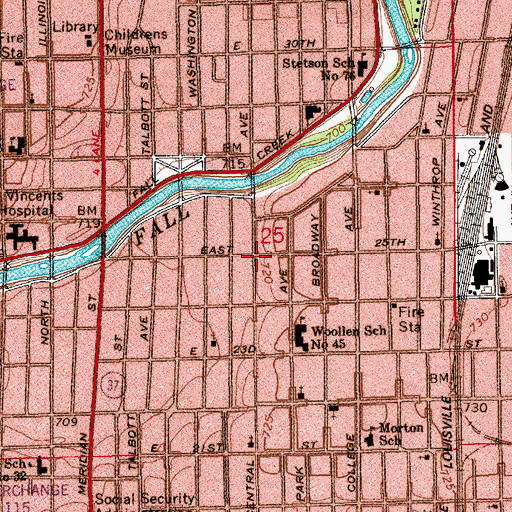 Topographic Map of True Belief Baptist Church, IN
