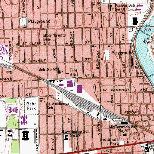 Topographic Map of Fall Creek Baptist Church, IN
