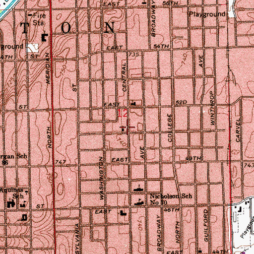 Topographic Map of Ravenbrook Widow Baptist Church, IN