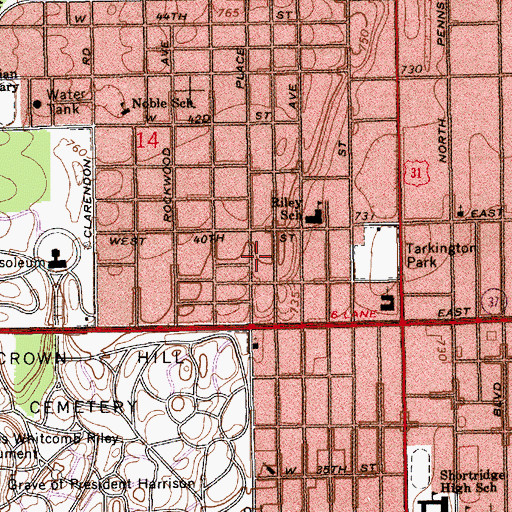 Topographic Map of New Haven Baptist Church, IN