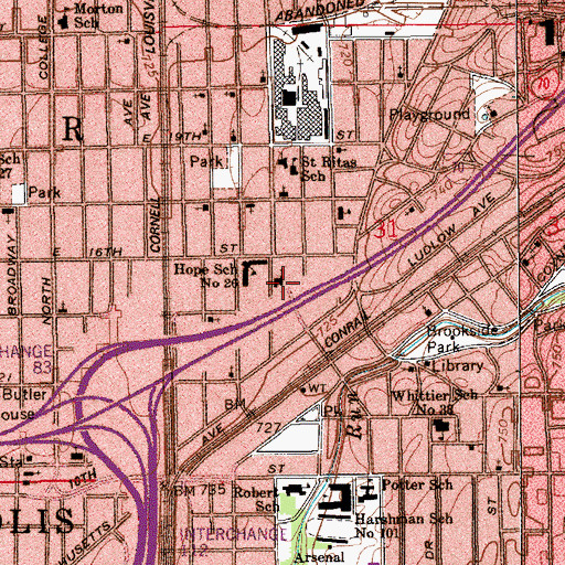 Topographic Map of New Bethel Baptist Church, IN