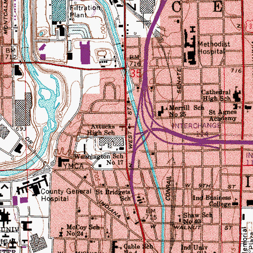 Topographic Map of New Baptist Church, IN