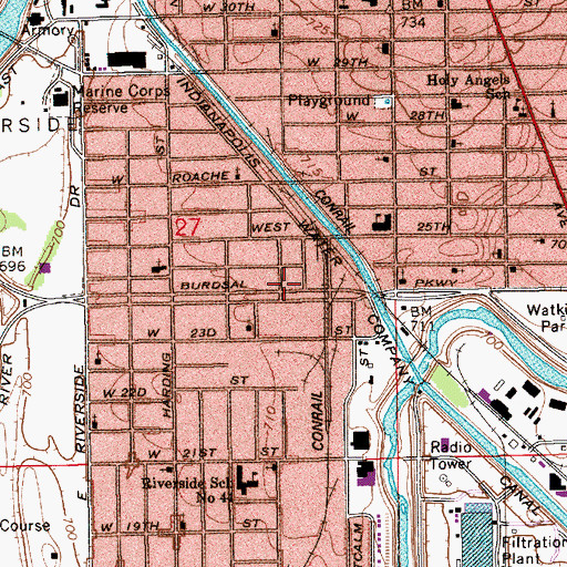 Topographic Map of First Free Will Baptist Church, IN
