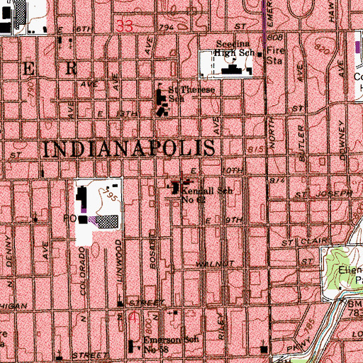 Topographic Map of Wallace Street United Presbyterian Church, IN