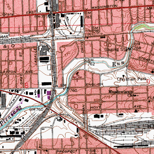 Topographic Map of Bible Pentecostal Church, IN