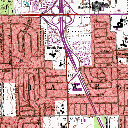 Topographic Map of Lawrence United Methodist Church, IN
