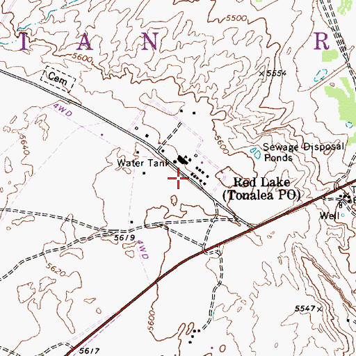 Topographic Map of Red Lake, AZ