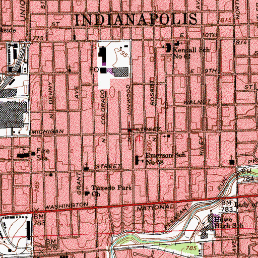 Topographic Map of Christian Park Kingdom Hall, IN
