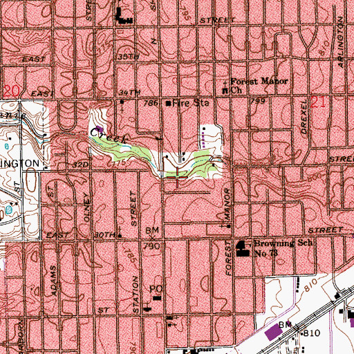 Topographic Map of Mount Zion Church of God in Christ, IN