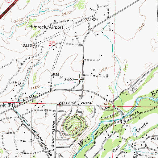 Topographic Map of Rimrock Post Office, AZ