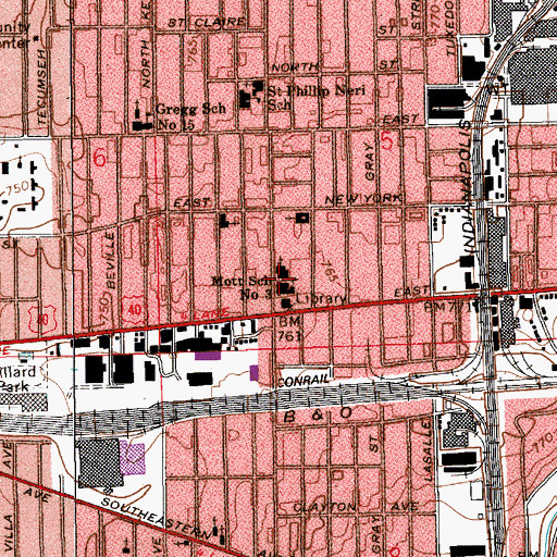 Topographic Map of Englewood Christian Church, IN