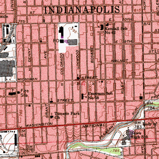 Topographic Map of Linwood Christian Church, IN