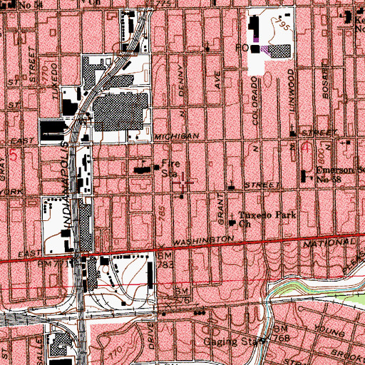Topographic Map of Koinonia Southern Baptist Church, IN