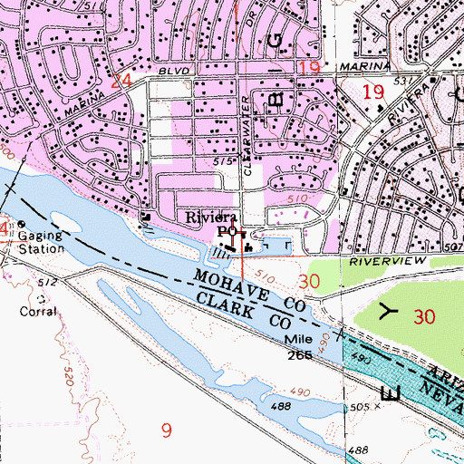 Topographic Map of Riviera Post Office, AZ