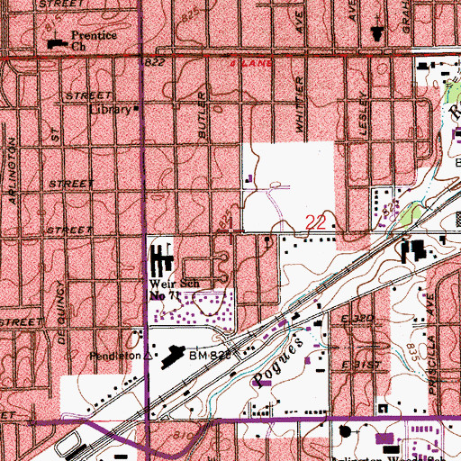Topographic Map of New Jerusalem Baptist Church, IN