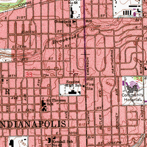 Topographic Map of Glenco Baptist Church, IN