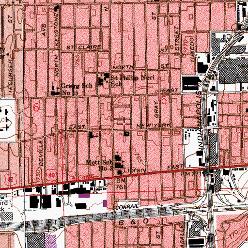 Topographic Map of Saint Matthew Evangelical Lutheran Church, IN