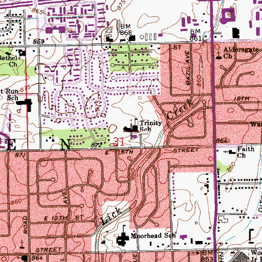 Topographic Map of Trinity Lutheran Church, IN