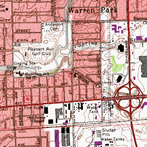 Topographic Map of Christ Irvington Lutheran Church, IN
