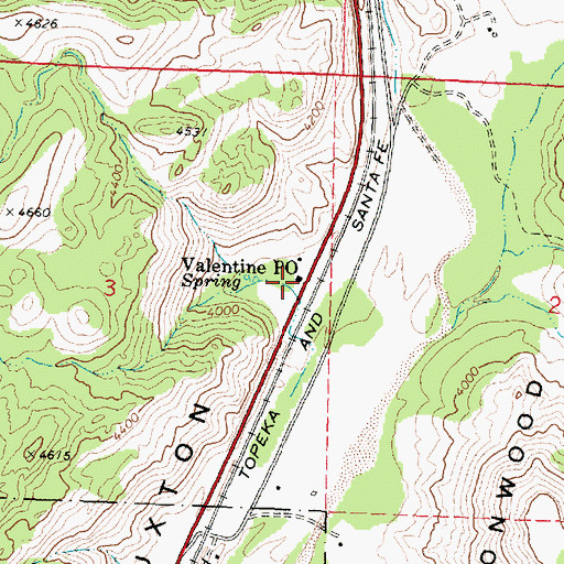 Topographic Map of Valentine Post Office, AZ