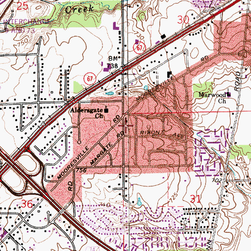 Topographic Map of Mars Hill Nazarene Church, IN