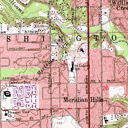 Topographic Map of Saint Luke Roman Catholic Church, IN
