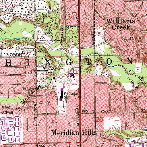 Topographic Map of Second United Presbyterian Church, IN