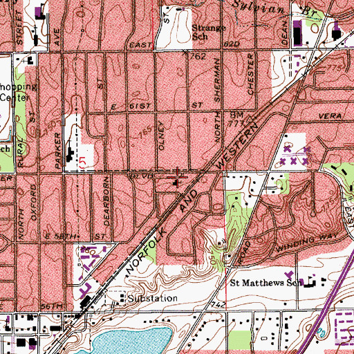 Topographic Map of Saint Andrew United Presbyterian, IN