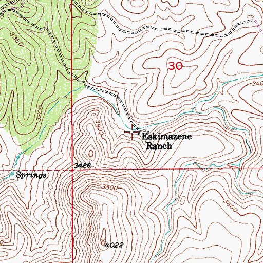 Topographic Map of Eskimazene Ranch, AZ