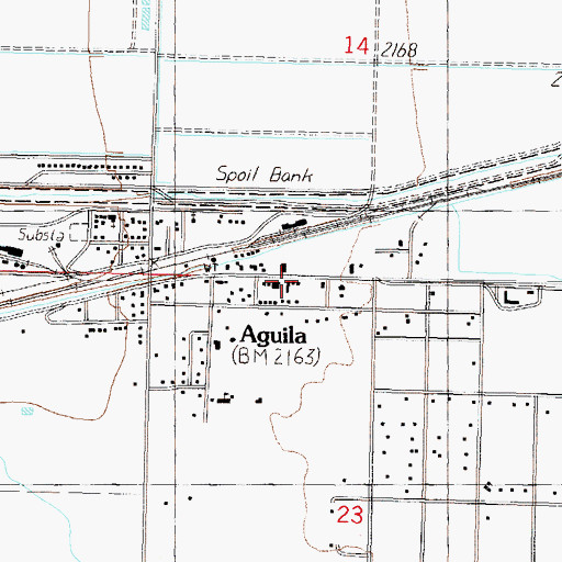 Topographic Map of Aguila Post Office, AZ