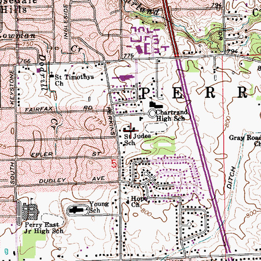 Topographic Map of Saint Jude Roman Catholic Church, IN