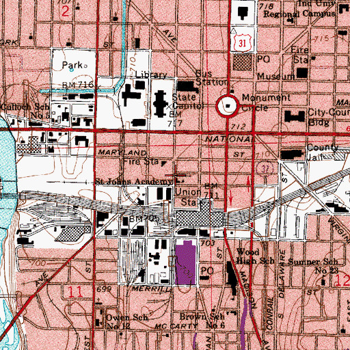 Topographic Map of Saint John Roman Catholic Church, IN
