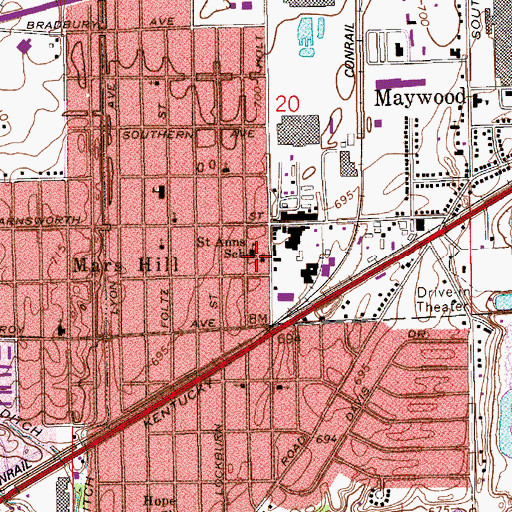 Topographic Map of Saint Ann Roman Catholic Church, IN