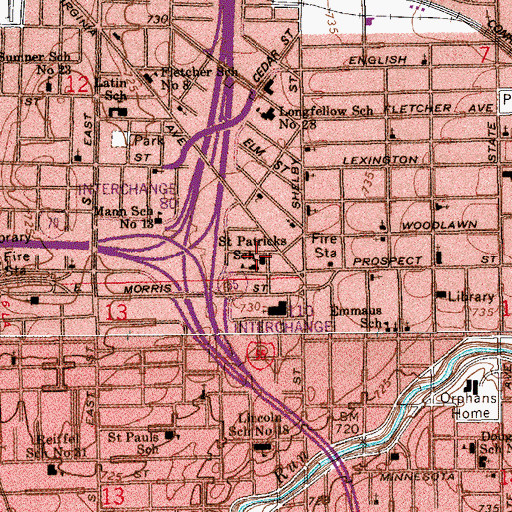 Topographic Map of Saint Patrick Roman Catholic Church, IN