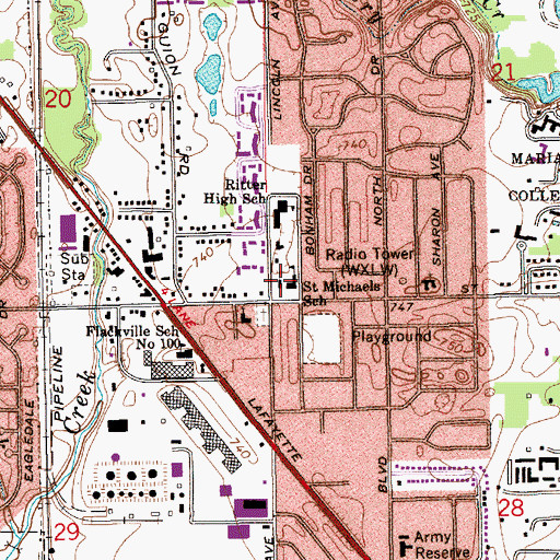 Topographic Map of Saint Michael the Archangel Roman Catholic Church, IN