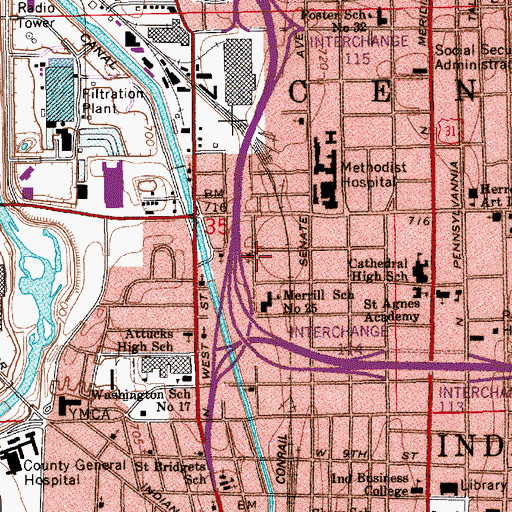 Topographic Map of Robinson Church of God in Christ Temple, IN