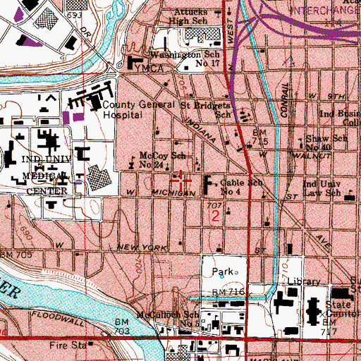 Topographic Map of Indiana Baptist Church, IN