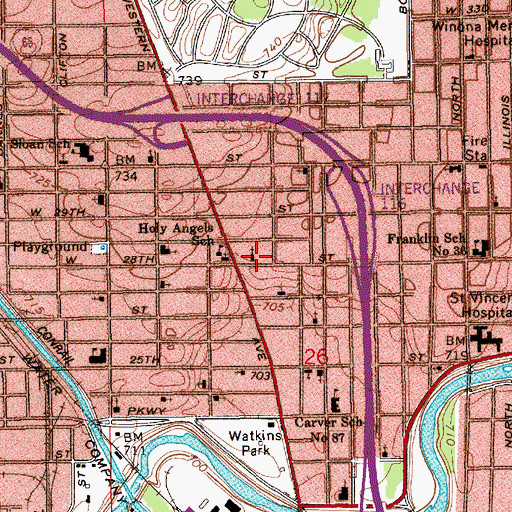 Topographic Map of Greater King Solomon Baptist Church, IN