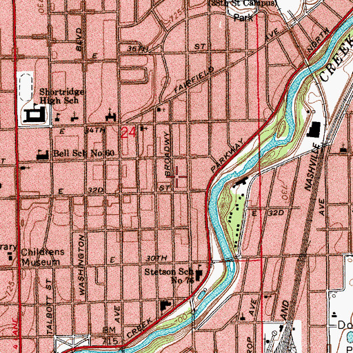 Topographic Map of Antioch Missionary Baptist Church, IN