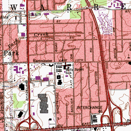 Topographic Map of Holy Spirit Roman Catholic Church, IN