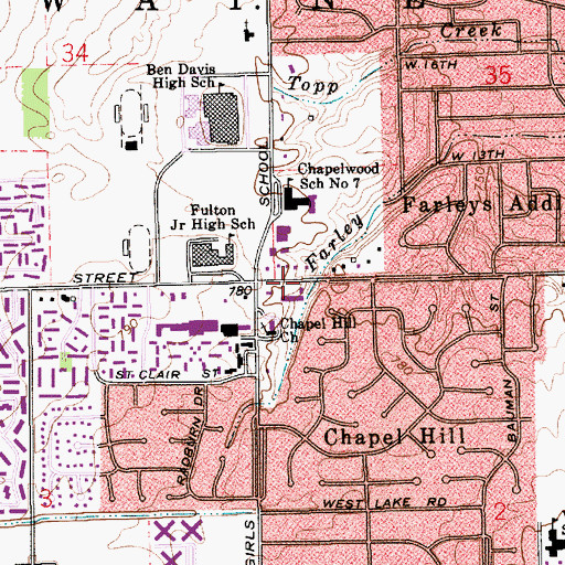 Topographic Map of Chapel Rock Christian Church, IN