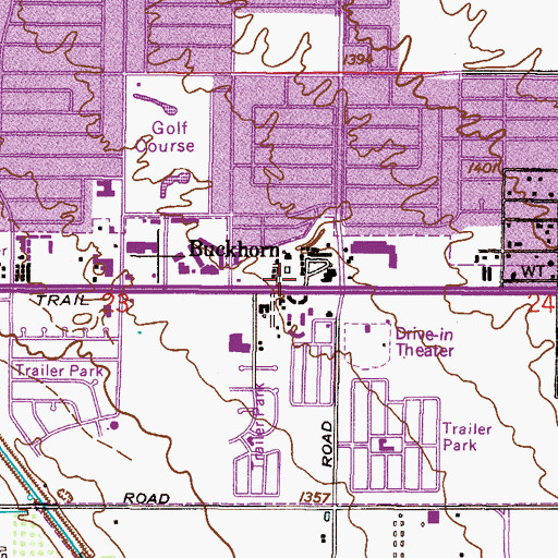 Topographic Map of Buckhorn Post Office, AZ