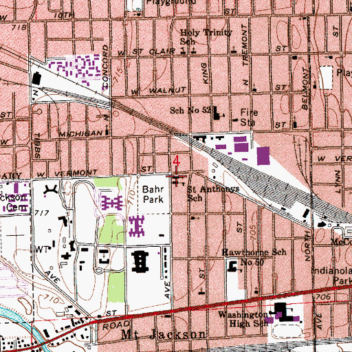 Topographic Map of Saint Anthony Roman Catholic Church, IN