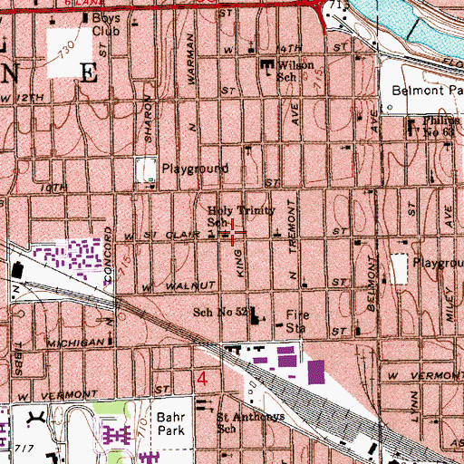 Topographic Map of Holy Trinity Roman Catholic Church, IN