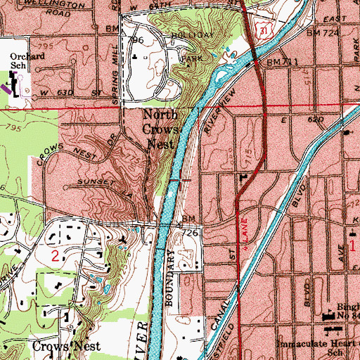 Topographic Map of Saint Pauls Episcopal Church, IN