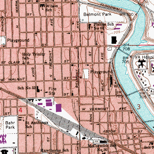 Topographic Map of Mount Vernon Baptist Church, IN